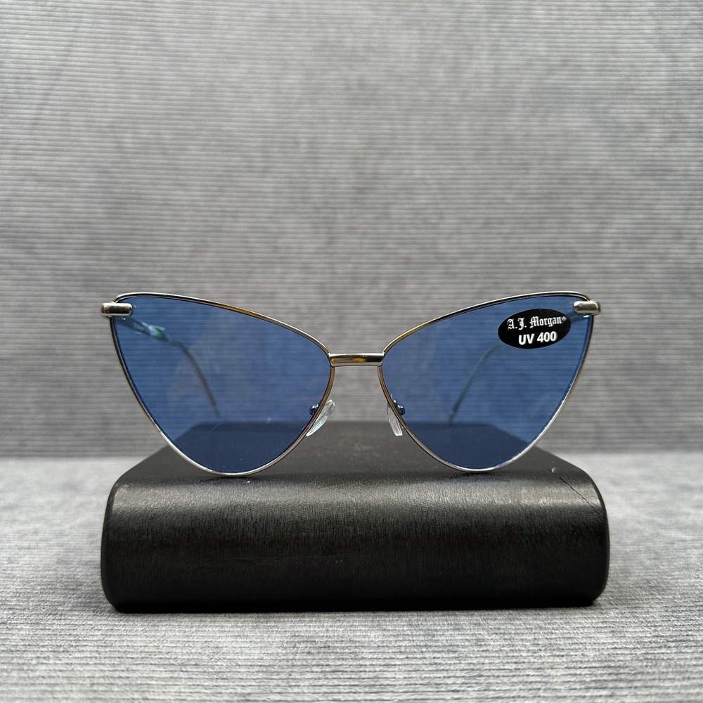 AJ Morgan Silver Cat Eye Sunglasses Blue Tint Lens UV 400 Retro 88472